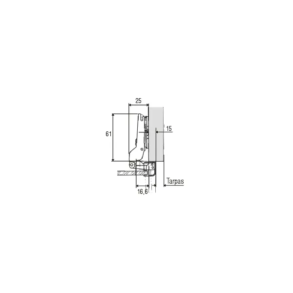 Lankstas aliuminio profiliui, pusinis, 9mm, PUSH SALICE