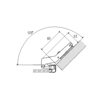 Hinge for aluminum profile, angular, 45/17mm SALICE