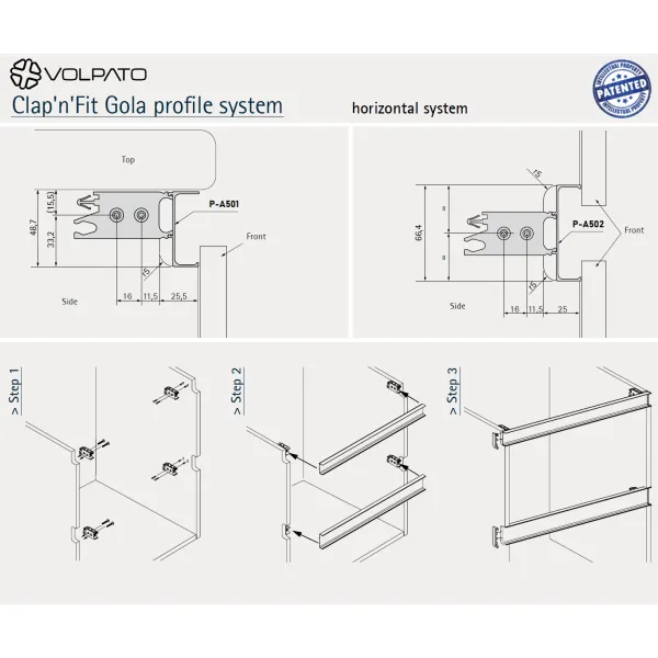 Aluminum profile GOLA II, single, L4200mm, black