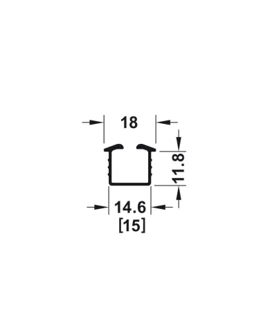 Running and guide track Slido F-Line18, single running, for groove mounting, L2500mm, aluminium anod