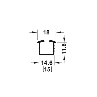 Running and guide track Slido F-Line18, single running, for groove mounting, L2500mm, aluminium anod