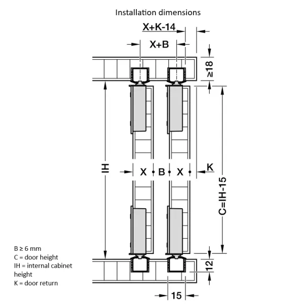 Profilis viršutinis/apatinis Slido F-Line18, viengubas, įfrezuojamas, L2500mm, aliuminis anoduotas