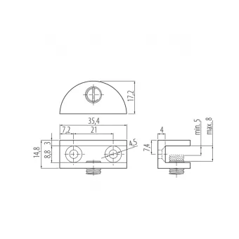 Glass shelf support, 5-8mm, chrome