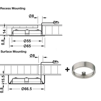 Recess/surface mounted downlight LED2047, 12V, 3W, natural white 4000K, silver grey, Loox5
