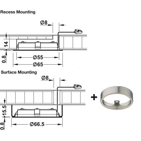Recess/surface mounted downlight LED2047, 12V, 3W, natural white 4000K, silver grey, Loox5