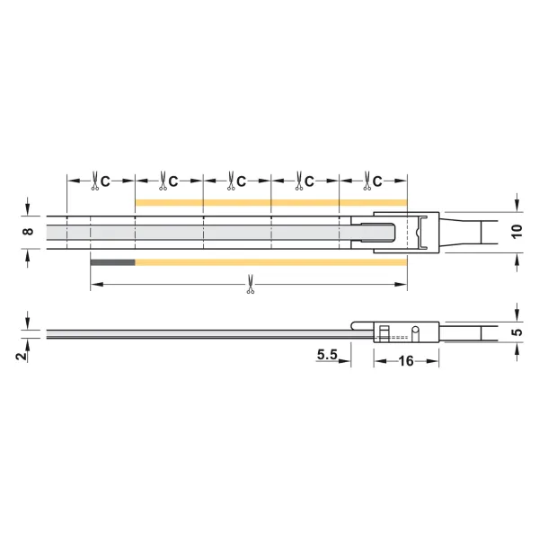 COB LED strip light LED3104 Loox5, 24V, 8mm, monochrome, 9.6W/m, super warm white 2700K, 5m