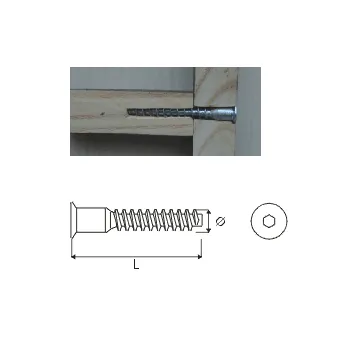 One-piece connector, confirmat, 7x50mm, SW4, countersunk head, for drill hole Ø5mm, steel, black