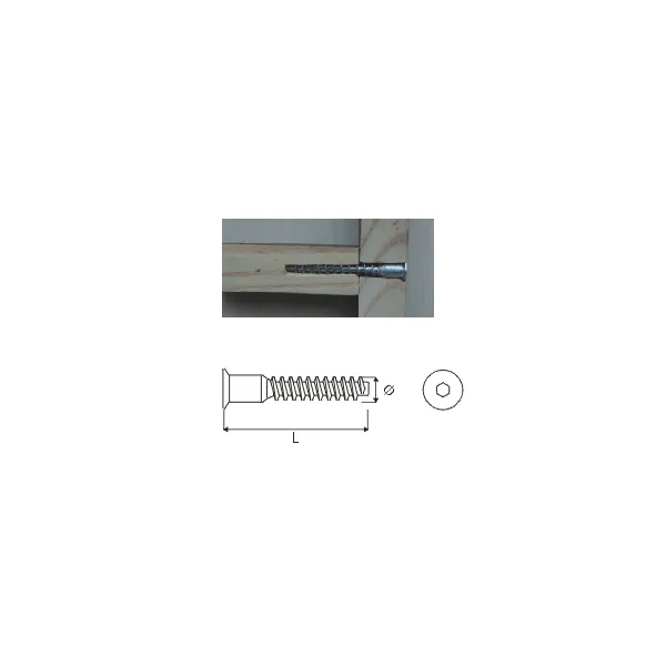 One-piece connector, confirmat, 7x50mm, SW4, countersunk head, for drill hole Ø5mm, steel, black