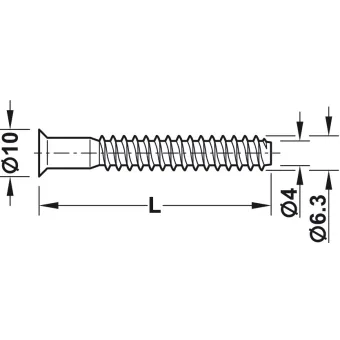 One-piece connector, confirmat, 7x50mm, SW4, countersunk head, for drill hole Ø5mm, steel, black