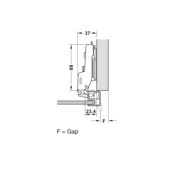 Hinge Metalla 310 Clip 110° for aluminium frame, half-overlay, 28/6.9, nickel