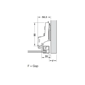 Hinge Metalla 310 Clip 110° for aluminium frame, inset, 28/6.9, nickel