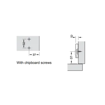 Cruciform plate Metalla 110 Clip, H4mm, for screw fixing with chipboard screws, nickel