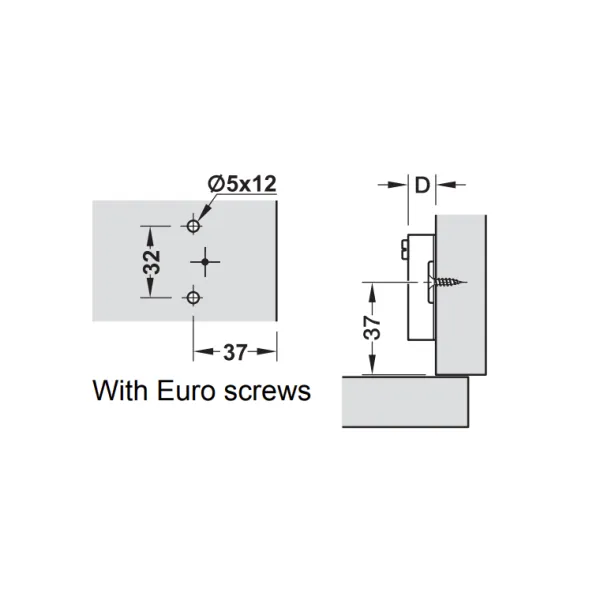 Cruciform plate Metalla 50 Slide-on, H2mm, with pre-mounted Euro screws, nickel