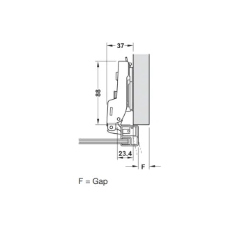 Hinge Metalla 310 Clip 110° for aluminium frame, half-overlay, soft-close, 28/6.9, black