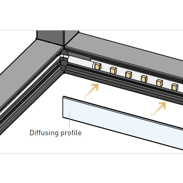 Šviesos filtras LED CUBE profiliui L3000mm, skaidri