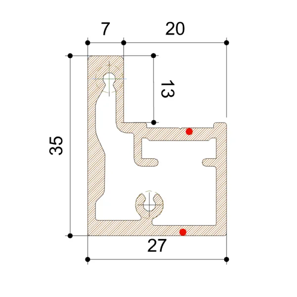 Profilis lentynai be LED griovelio L3000mm, tamsiai ruda metallic MODUS