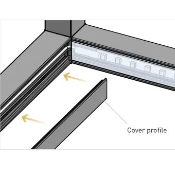 Šviesos filtras LED CUBE profiliui L3000mm, juoda