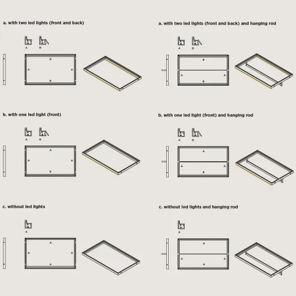 Shelf profile with LED groove L3000mm brown metal grey MODUS