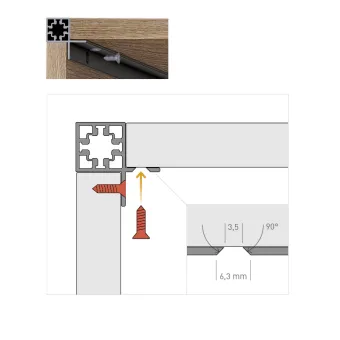 Profile CUBE corner for wooden shelf/wall L3000mm black anodized