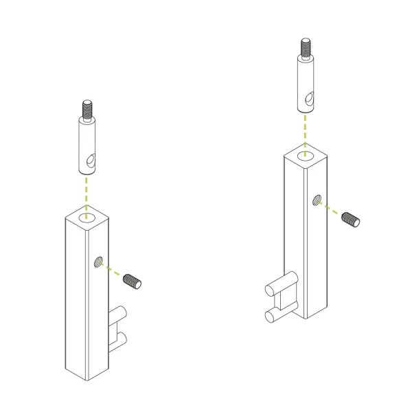 Set of clothes hanger tube supports - invisible fixing