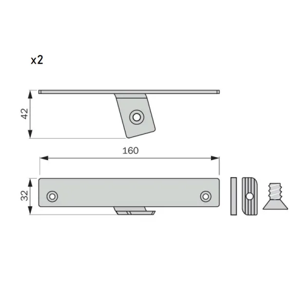 Laikikliai lentynai medinei 75° L160mm, juoda (2 vnt.) STILI PHOS