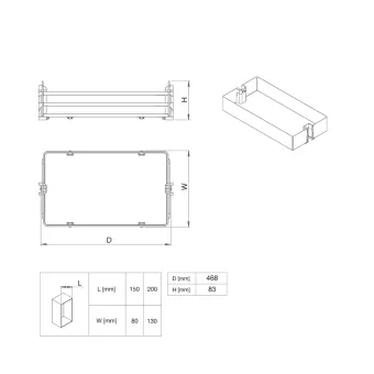 Hook in shelf 1852Y Hyper, for pull out frame 859, W200mm, anthracite