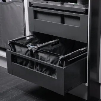 Collector with frame Handy, 440x270mm, H220mm, silver/dark grey