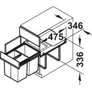 Šiukšliadėžė 3 dalių 1x18l+2x8,5l HAFELE