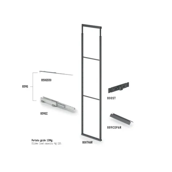 Pull out larder unit frame 859 Hyper, W150mm, H1885-2285mm, anthracite