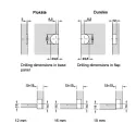 Flap hinge 90° Plano-Medial, zinc alloy, burnished