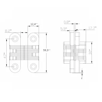 Lankstas šarnyrinis VICI 59,3x12,4mm, juodas SISO