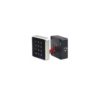Invis. Mifare1 Lock "Mini" W/Card Reader & Code Panel, ABS, Black, 61x61x22mm SISO DK logo No Accessories, No Striker or Batteries