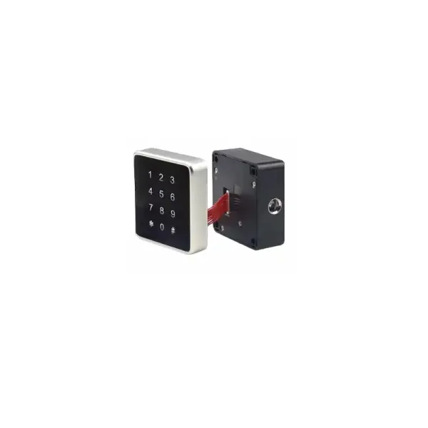 Invis. Mifare1 Lock "Mini" W/Card Reader & Code Panel, ABS, Black, 61x61x22mm SISO DK logo No Accessories, No Striker or Batteries