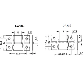 Piano hinge, for screw fixing, brass