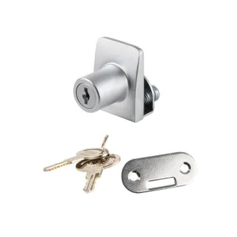Glass door lock SQUARE, for single doors, 4-6mm glass, alu finish, key alike