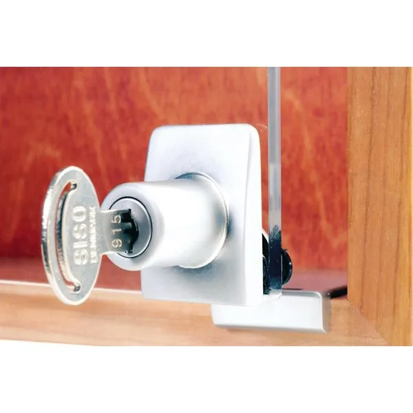 Glass door lock SQUARE, for single doors, 4-6mm glass, alu finish, key alike
