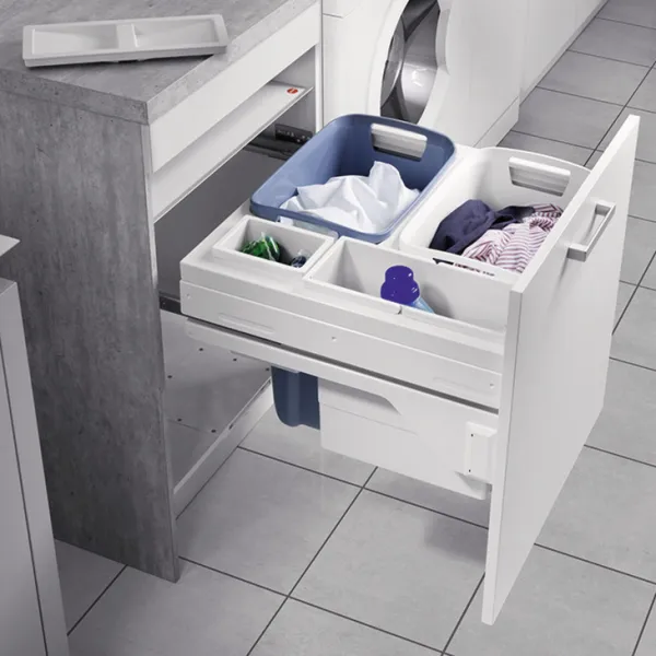 Pull-out laundry basket set Hailo, for installation behind fronts, W450mm, 2x33l
