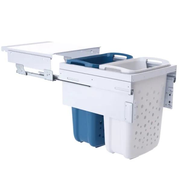 Pull-out laundry basket set Hailo, for installation behind fronts, W450mm, 2x33l