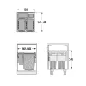 Pull-out laundry basket set Hailo, for installation behind fronts, W450mm, 2x33l