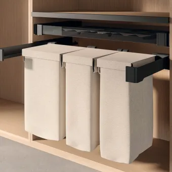 Pull-out laundry basket set Conero 72 H, W760-820mm, 1 laundry bag narrow, 1 laundry bag wide