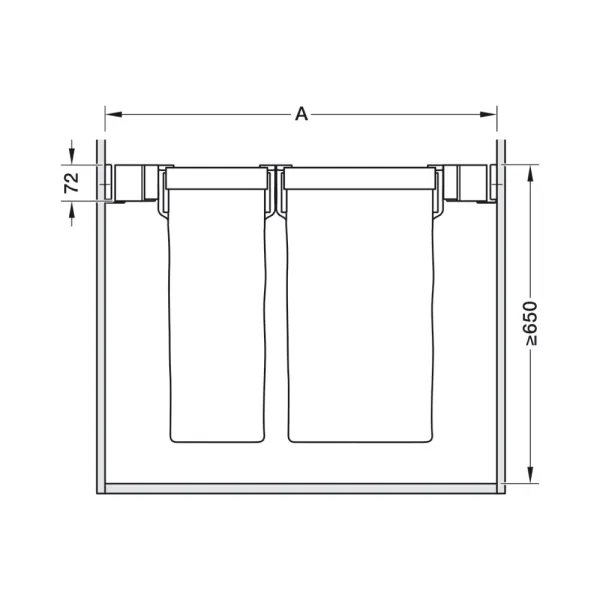 Ištraukiamų krepšių skalbiniams komplektas Conero 72 H, P960-1020mm, 2 siauri krepšiai, 1 platus krepšys
