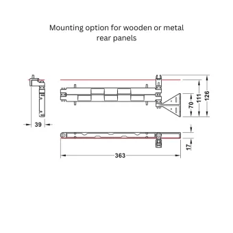 Cable managment arm Wing, for drawer rear panels and movable furniture parts, black