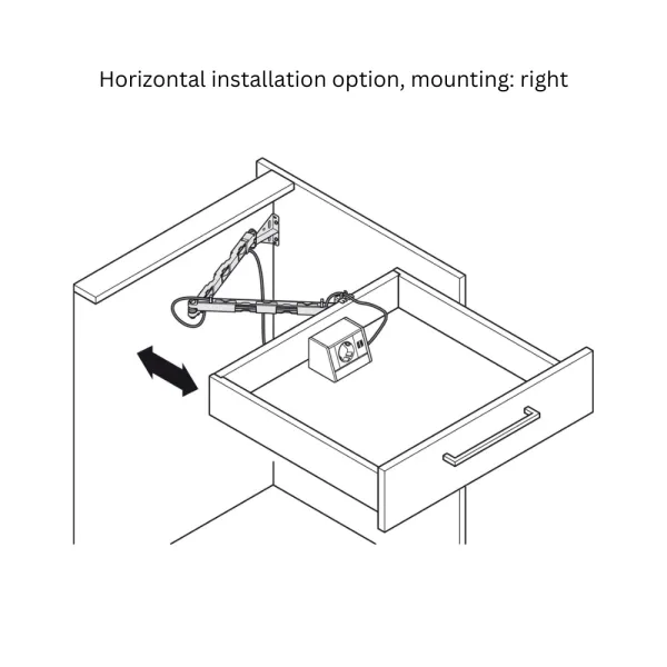 Cable managment arm Wing, for drawer rear panels and movable furniture parts, black