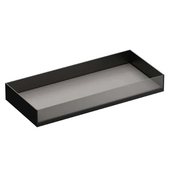 Stalčius su stiklo fasadu MODUS H140mm, G448/488mm, P900-1199mm, tamsi ruda metallic