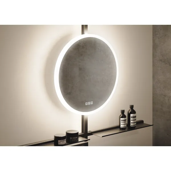 Mirror with LED light IO-S Ø600mm 220V/65W dark bronze