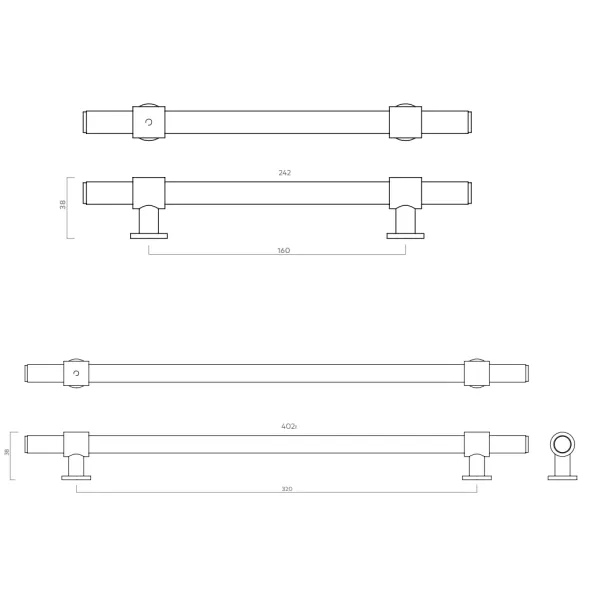 Handle Belgravia CC320mm L402mm matt black 