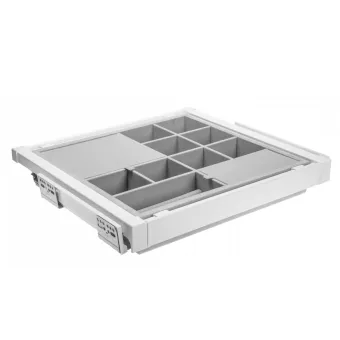 Pull-out drawer with organizer Elitte, W660-718mm, with soft closing, anthracite