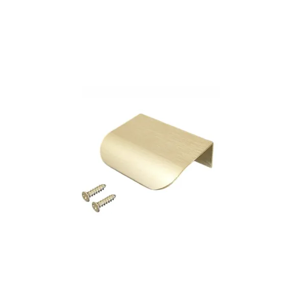 Edge pull profile handle LENTIS, for screw fixing, CC32mm, L52mm, gold brushed