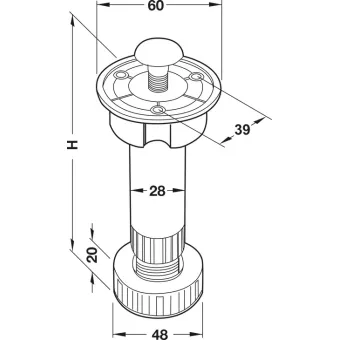 Kojelė reguliuojama H120mm, plastikinė