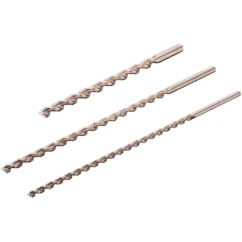 Horizontal slot twist drill bit set for wood, HSS, 3-piece, With centering tip
